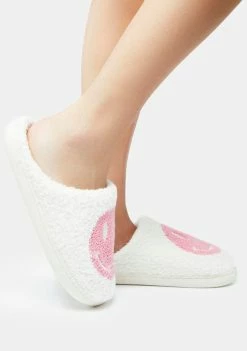 Public Desire Pink Smile Fuzzy Slippers