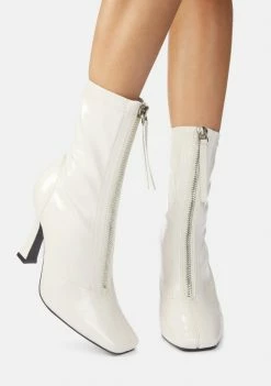 Public Desire Boots & Booties White Peppa Zip Up Ankle Boots