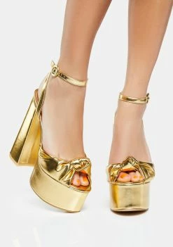 Public Desire Platforms Gold Knot On Platform Heels