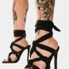 Public Desire Black Convo Knotted Lace Up Stiletto Heels