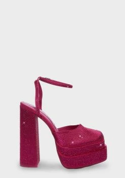 Public Desire Wide Fit Pink Sparkly Moonchild Platform Heels
