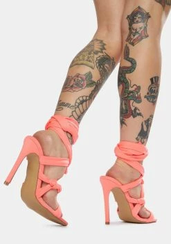 Public Desire Coral Convo Knotted Lace Up Stiletto Heels