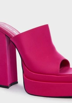 Public Desire Wide Fit Pink Sky High Platform Mules