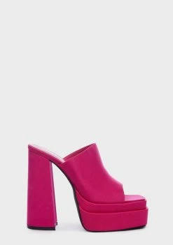 Public Desire Wide Fit Pink Sky High Platform Mules