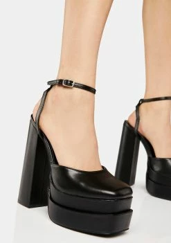 Public Desire Black Vegan Leather Moonchild Platform Heels