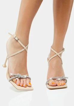 Public Desire Sparkle Heels Nude Glitter Rhinestone Heels