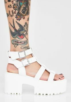 Public Desire White Teresa Chunky Platform Sandals Platforms