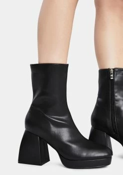 Public Desire Black Imagine Chunky Heel Ankle Boots