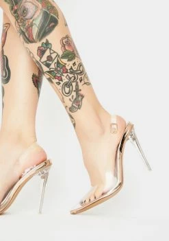 Public Desire Rose Gold Ruby Clear Heels