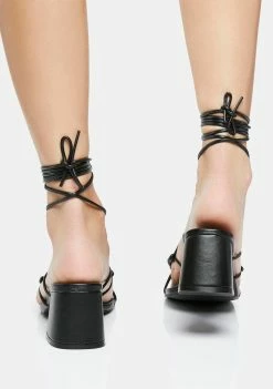 Public Desire Wrap Heels Black Fanatic Block Heel Sandals