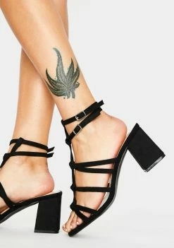 Public Desire Black Zizi Block Heels