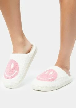 Public Desire Pink Smile Fuzzy Slippers
