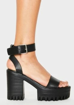 Public Desire Black Avenue Platform Heels Platforms