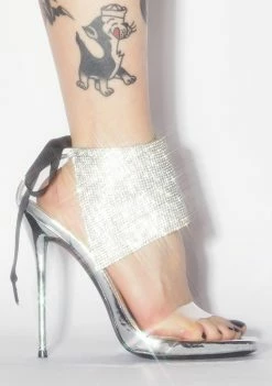 Public Desire Drip Rhinestone Clear Heels