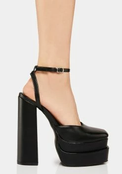 Public Desire Black Vegan Leather Moonchild Platform Heels