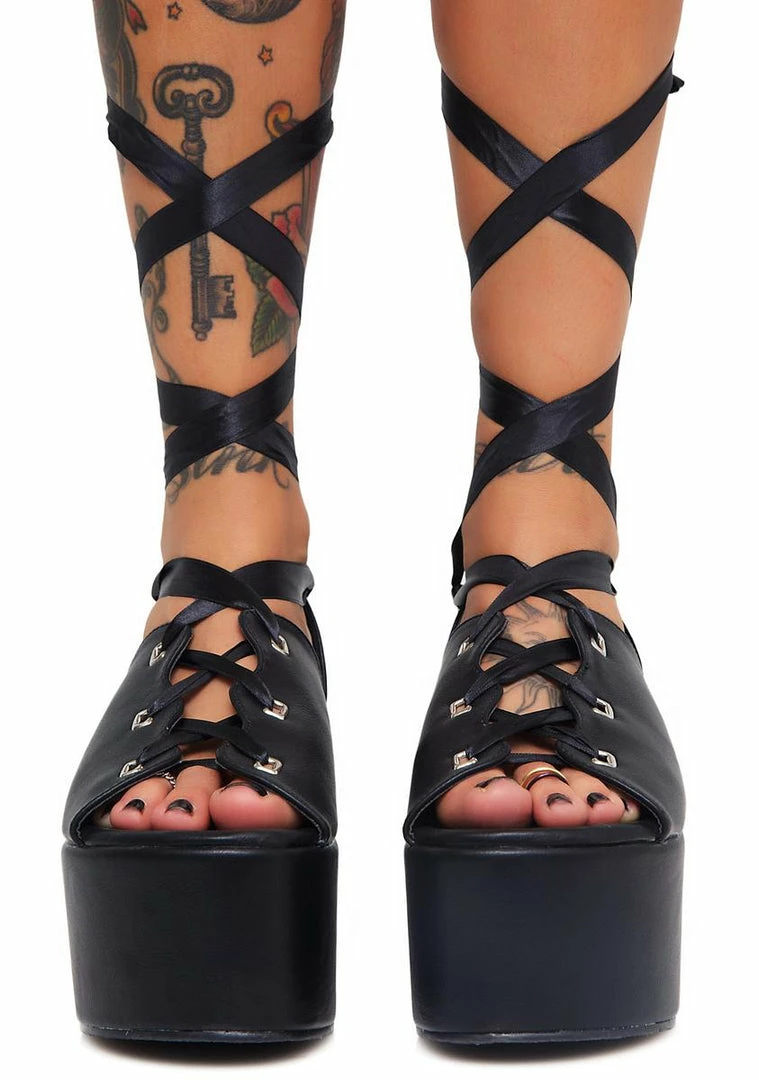 Coupon โค๏ธ Public Desire Onyx Storm Tie Up Flatform ๐ฉด Sandals Platforms ๐ 1 Public Desire Onyx Storm Tie Up Flatform Sandals Platforms