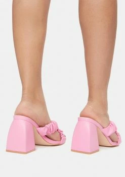 Public Desire Elsa Ruched Criss Cross Block Heels