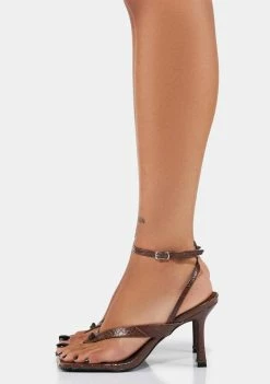 Public Desire Flamingo Croc Thong Strap Heels