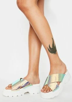 Public Desire Iridescent Elma Platform Sandals