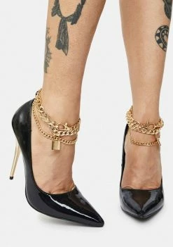 Public Desire Luv Chain Anklet Stiletto Court Heels