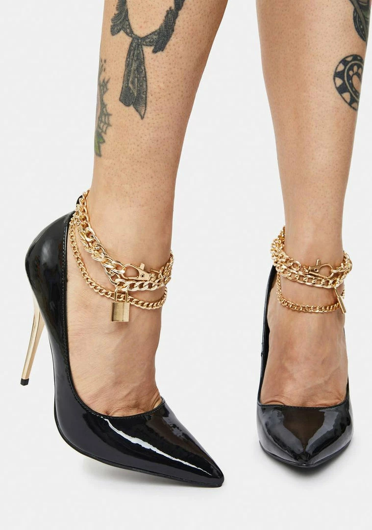 Outlet ✨ Public Desire Luv Chain Anklet Stiletto Court 👠 Heels ❤️ 1 Public Desire Luv Chain Anklet Stiletto Court Heels