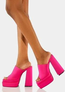 Public Desire Platforms Pink Sky High Platform Mules