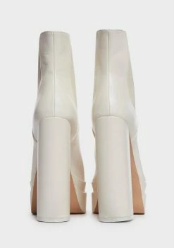 Public Desire Ecru Cady Platform Chelsea Boots