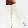 Public Desire Heeled Boots White Posie Knee High Boots