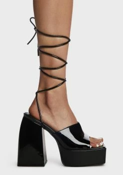 Public Desire Orchid Lace-Up Platform Heels