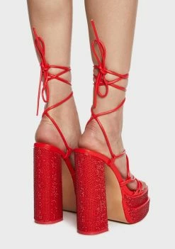 Coupon 💯 Public Desire Red Glow Girl Block 👠 Heels 🤩 9 Public Desire Red Glow Girl Block Heels