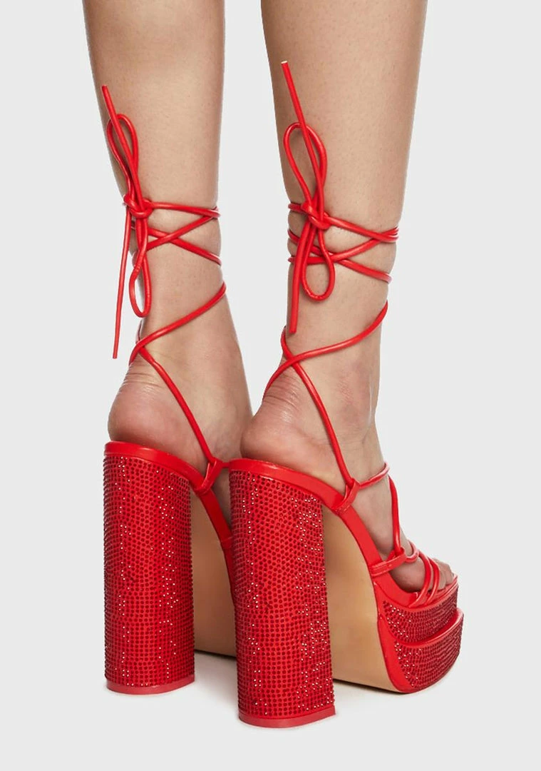 Coupon 💯 Public Desire Red Glow Girl Block 👠 Heels 🤩 5 Public Desire Red Glow Girl Block Heels