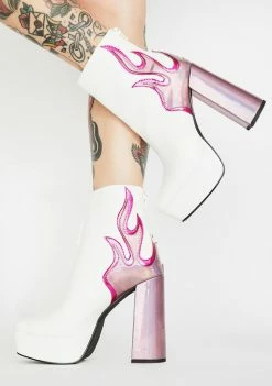 Public Desire White Ablaze Platform Boots Platforms