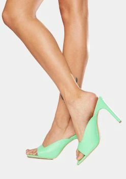 Public Desire Green Abelle Mono Square Toe High Heels