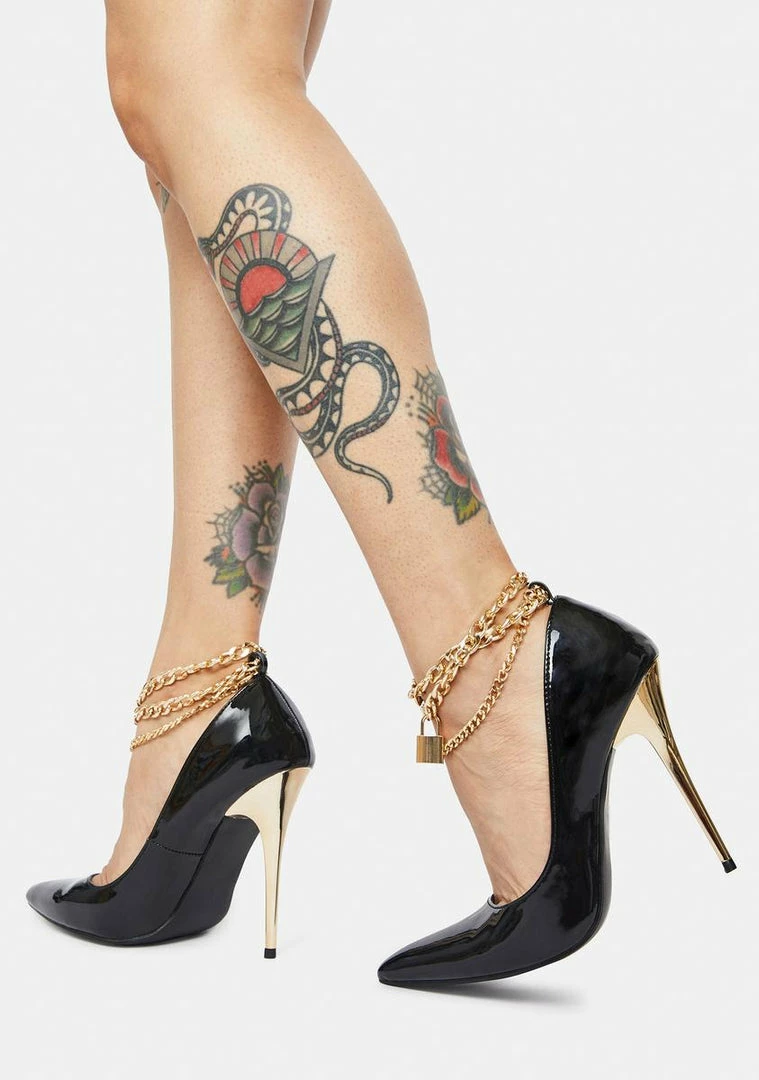 Outlet ✨ Public Desire Luv Chain Anklet Stiletto Court 👠 Heels ❤️ 3 Public Desire Luv Chain Anklet Stiletto Court Heels