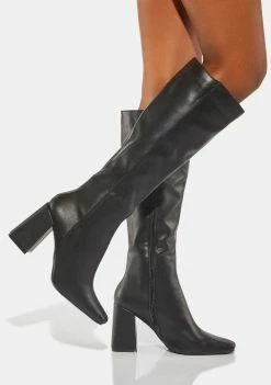 Public Desire Boots & Booties Black Apology Vegan Leather Knee High Boots