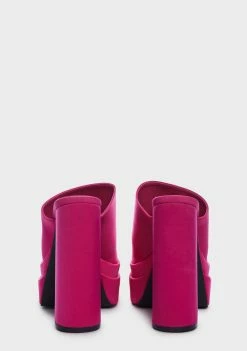 Public Desire Wide Fit Pink Sky High Platform Mules