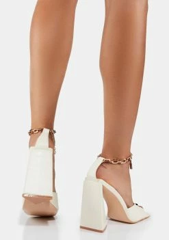 Promo ❤️ Public Desire Maisie Lock Chain Block 👠 Heels 🌟 7 Public Desire Maisie Lock Chain Block Heels