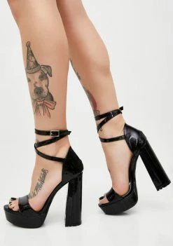 Public Desire Mars Strappy Flared Heel Platforms Heels