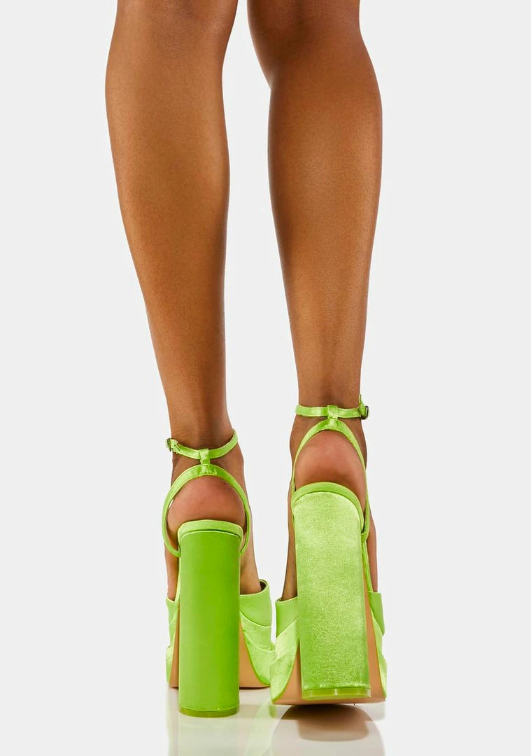Best Sale ๐ Public Desire Lime Satin Moonchild Platform ๐ Heels ๐ 3 Public Desire Lime Satin Moonchild Platform Heels