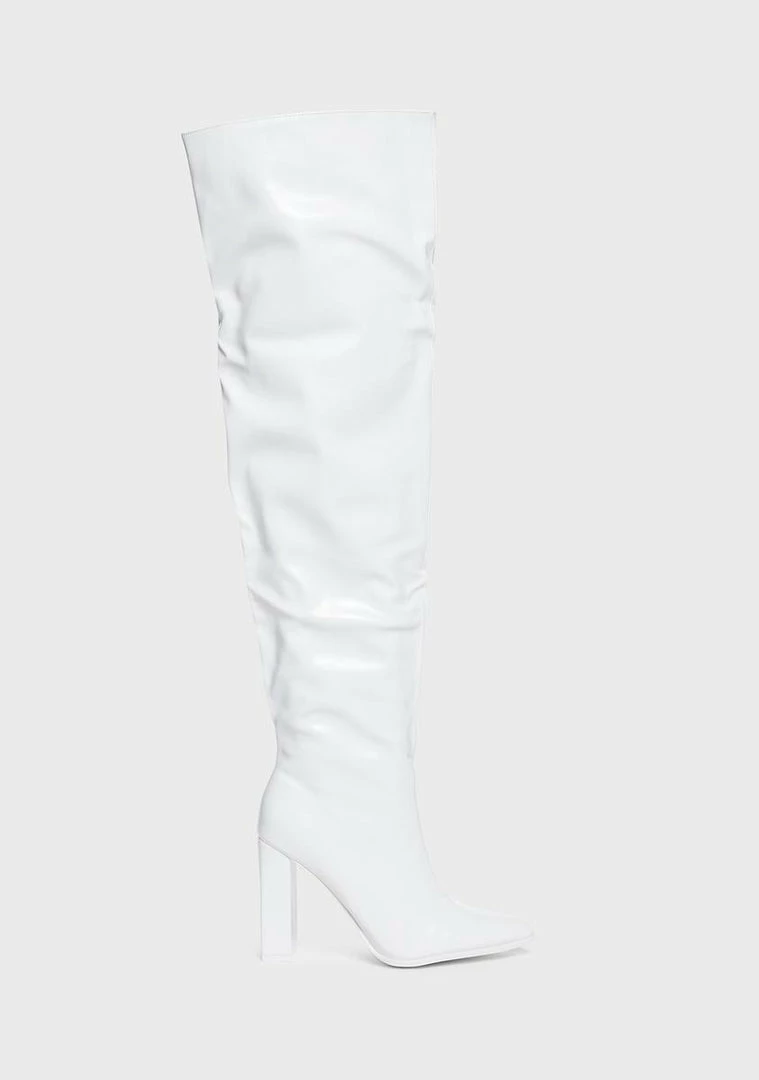 Deals 😍 Public Desire White Daphne Thigh High 🥾 Boots Heeled 🥾 Boots ✔️ 1 Public Desire White Daphne Thigh High Boots Heeled Boots