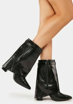 Coupon 🌟 Public Desire Black Croc Fyre Ankle 🥾 Boots ✔️ 7 Public Desire Black Croc Fyre Ankle Boots