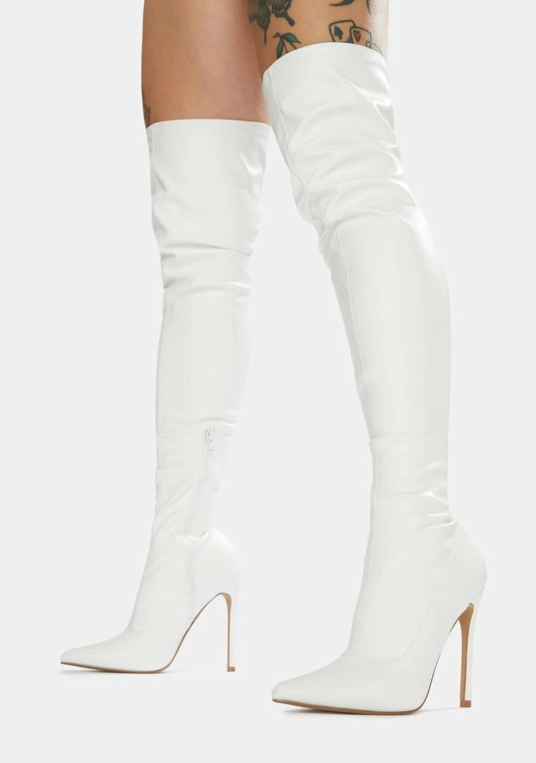 Flash Sale 😉 Public Desire White Confidence Patent Stiletto 🥾 Boots 😍 1 Public Desire White Confidence Patent Stiletto Boots