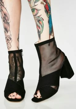 Public Desire Uganda Mesh Sock Fit Ankle Boots