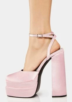 Public Desire Pink Satin Moonchild Platform Heels Platforms