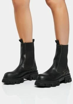 Public Desire Black Wonder Chunky Ankle Boots