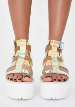 Public Desire Platforms Iridescent Teresa Chunky Platform Sandals