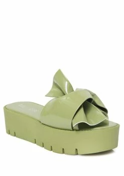 Public Desire Kiri Oversized Bow Platform Slides Sandals