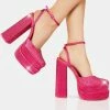 Public Desire Hot Pink Satin Moonchild Platform Heels