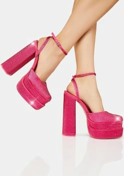 Public Desire Hot Pink Satin Moonchild Platform Heels