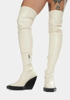 Public Desire Bone Nix Thigh High Platform Wedge Boots Boots & Booties